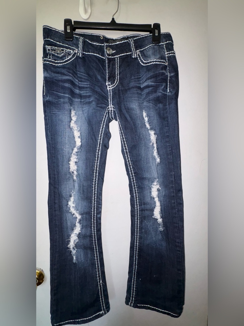 Rue21 Dark Blue Boot Cut Jeans with White Contrast Stitching